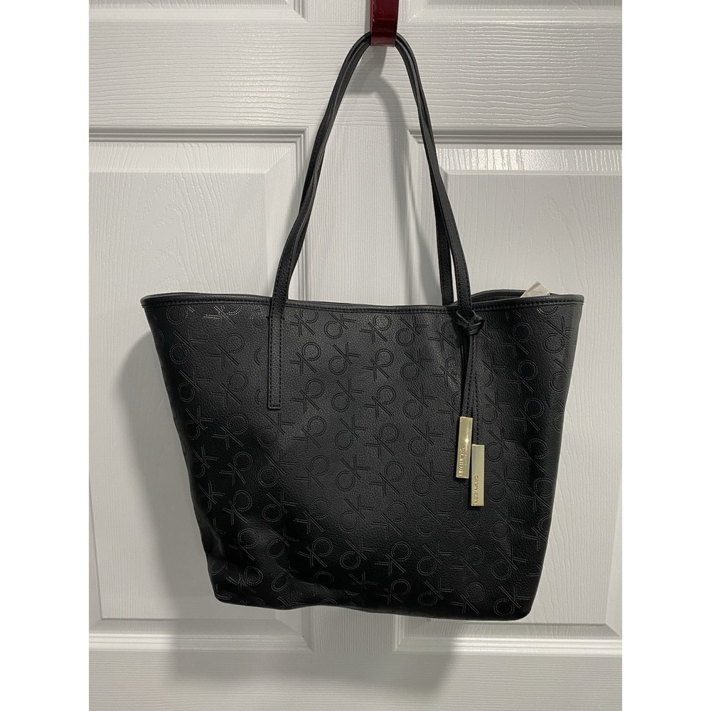 Calvin Klein Rachel Novelty East/West Tote Bag Black aprox. 11"w x 11"h x 6"d